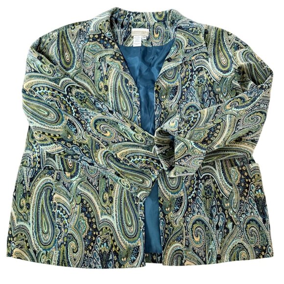 Coldwater Creek Peacock Paisley Jacket Womens Plus Size PXL Open Front Lined - Picture 3 of 14